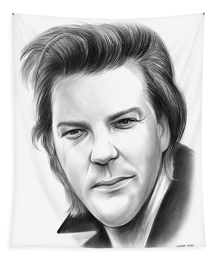 Kiefer Sutherland Tapestry featuring the drawing Kiefer Sutherland by Greg Joens