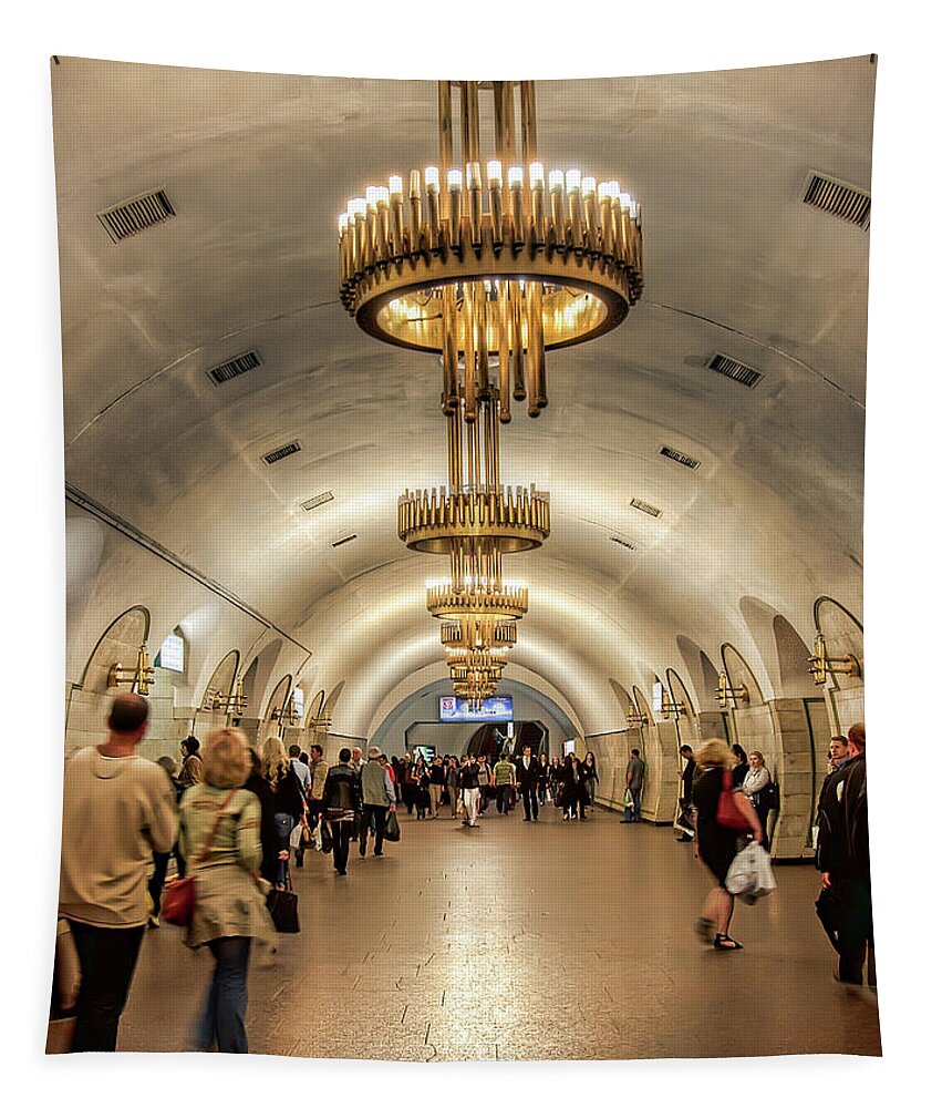  Kiev Metro Tapestry featuring the pyrography Kiev Metro by Anna Rumiantseva