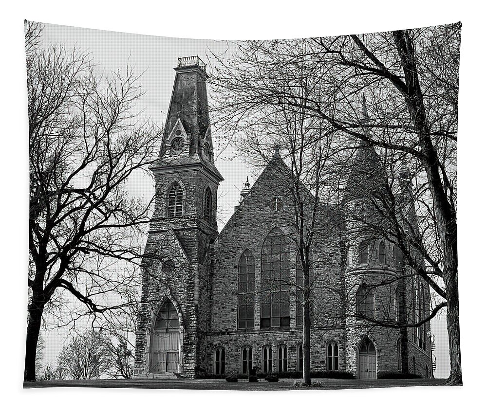 King Chapel Tapestry featuring the photograph King Chapel Cornell College by Lens Art Photography By Larry Trager