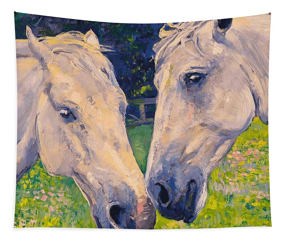 Horses Tapestry featuring the painting Kinship by Teresa Trotter
