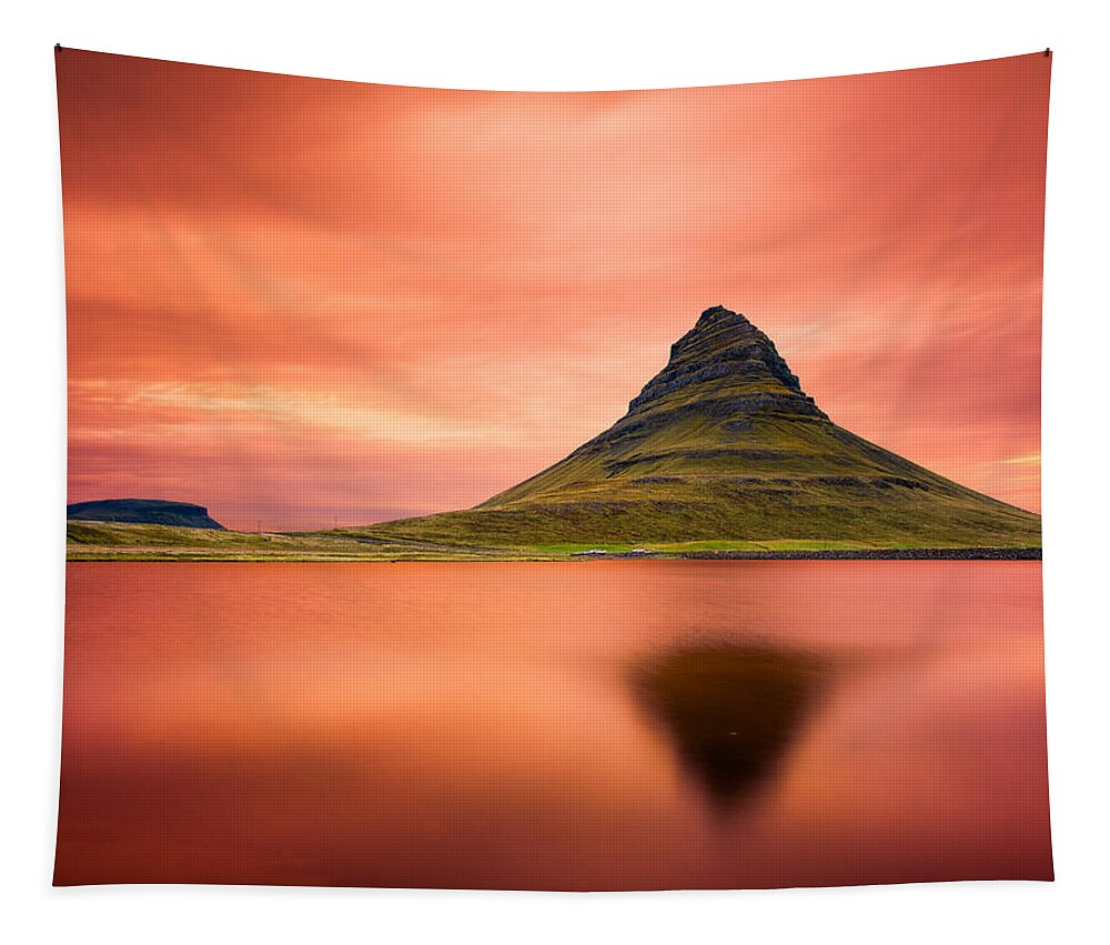 Kirkjufell Tapestry featuring the photograph Kirkjufell on Fire by Peter Boehringer
