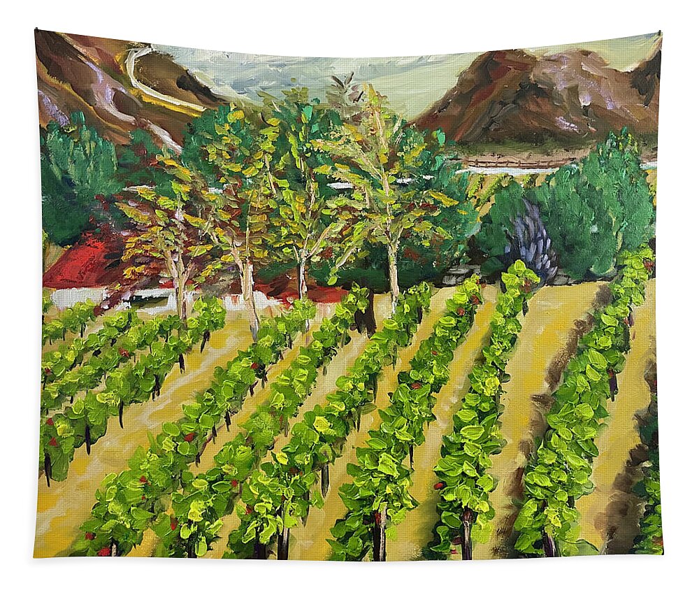 Somerset Winery Tapestry featuring the painting Kirk's View by Roxy Rich
