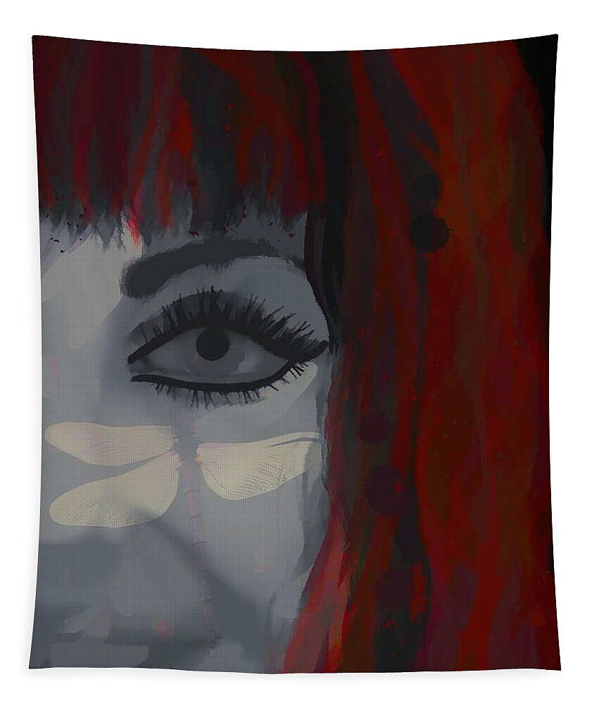 Portrait Tapestry featuring the digital art Kissed By Dragonfly Wings by Joan Stratton