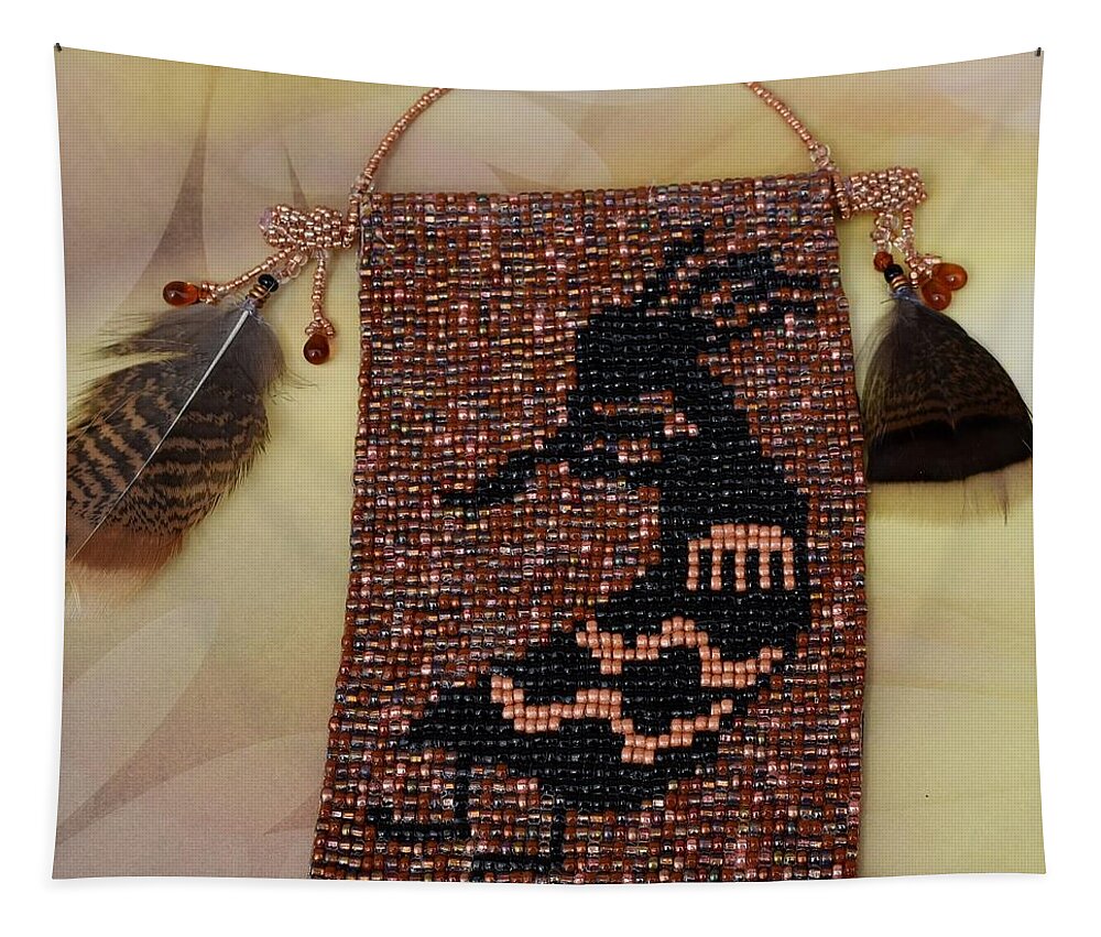 Beads Tapestry featuring the mixed media Kokopelli by Charla Van Vlack