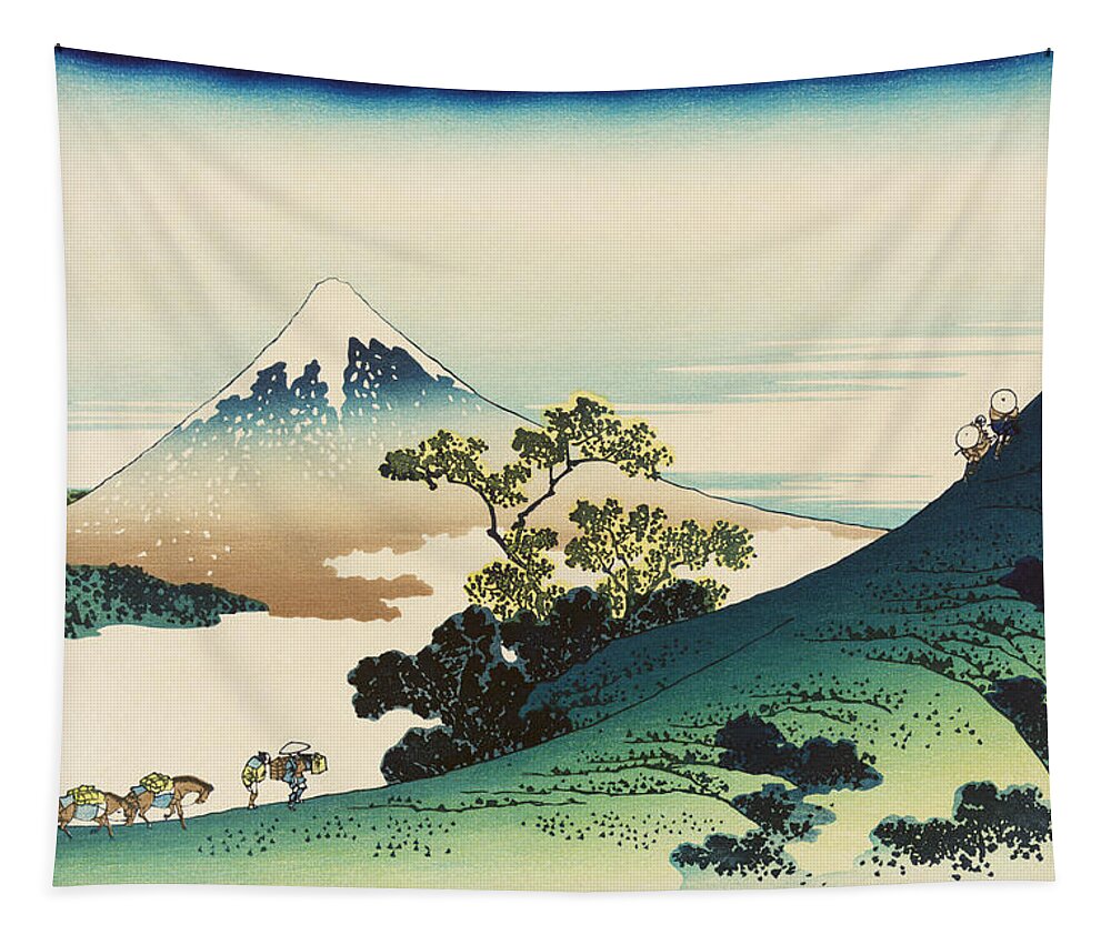 Hokusai Tapestry featuring the painting Koshu Inume Toge - Thirty Six Views Of Mount Fuji - Hokusai by War Is Hell Store