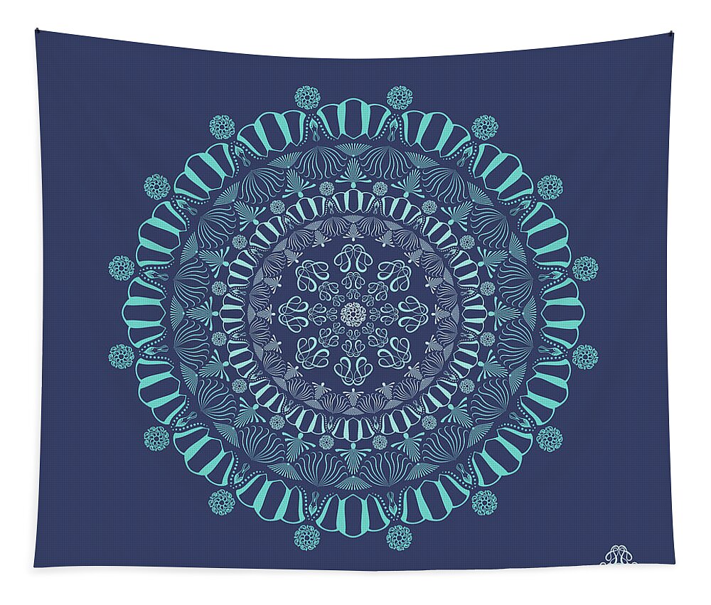 Mandala Tapestry featuring the digital art Kuklos No 4325 by Alan Bennington