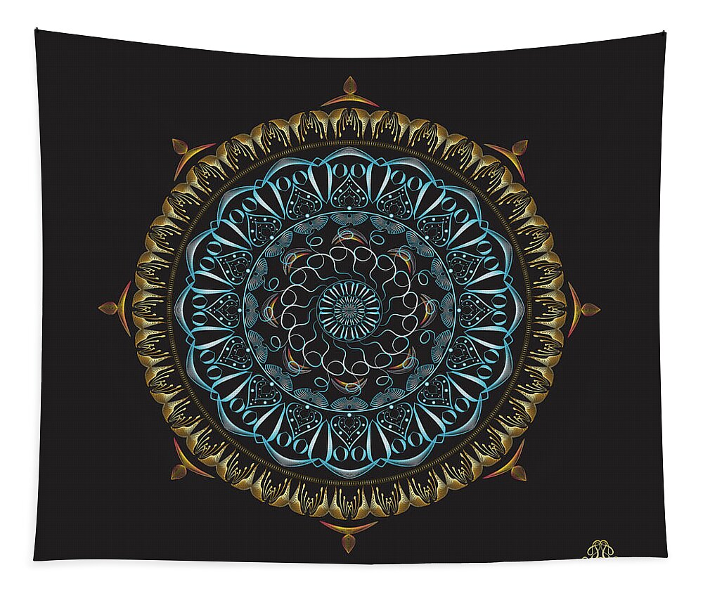 Mandala Tapestry featuring the digital art KUKLOS No 4341 by Alan Bennington