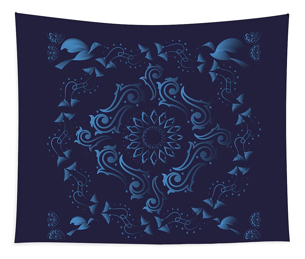 Mandala Tapestry featuring the digital art Kuklos No 4369 by Alan Bennington