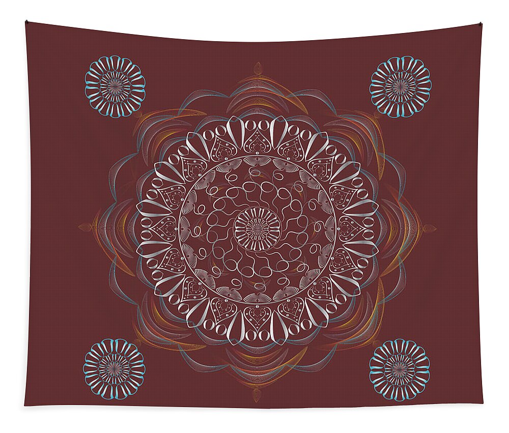 Mandala Tapestry featuring the digital art Kuklos No 4386 by Alan Bennington