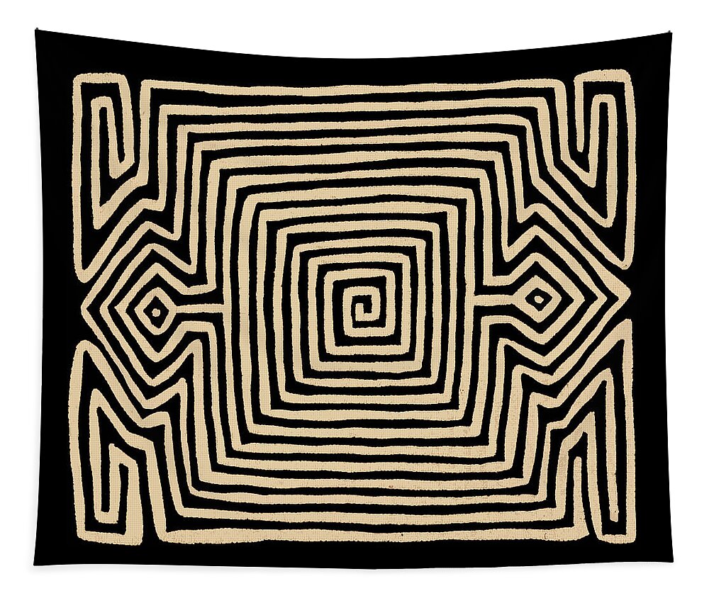 Tribal Decor Tapestry featuring the digital art Kuna Indian Tortuga by Vagabond Folk Art - Virginia Vivier