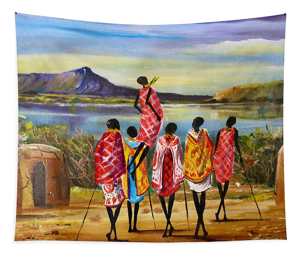 Africa Tapestry featuring the painting L-293 by Albert Lizah
