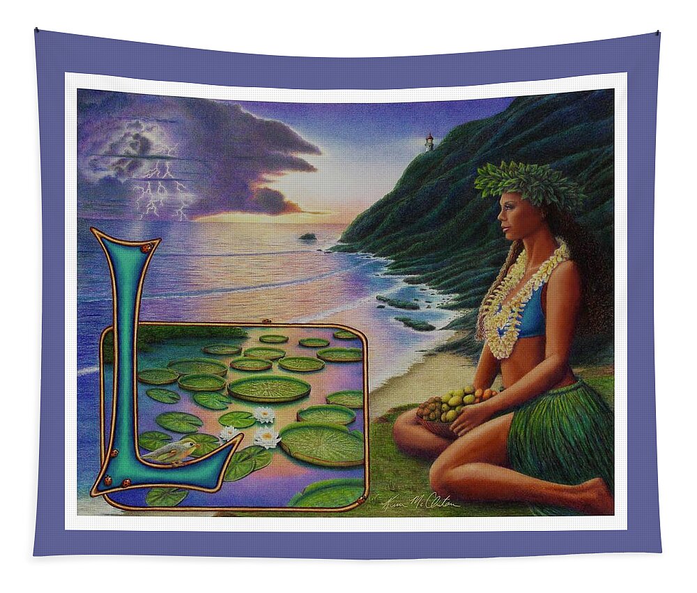 Kim Mcclinton Tapestry featuring the drawing L is for Lei by Kim McClinton