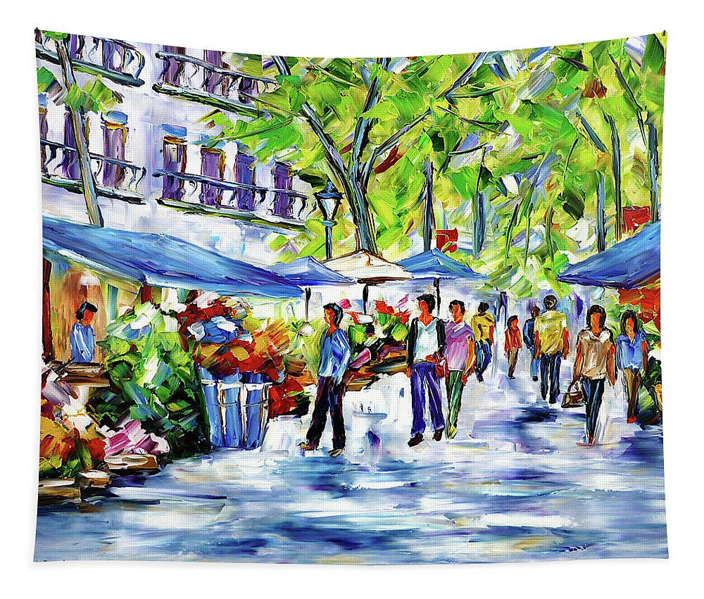 Market Street Tapestry featuring the painting La Rambla by Mirek Kuzniar