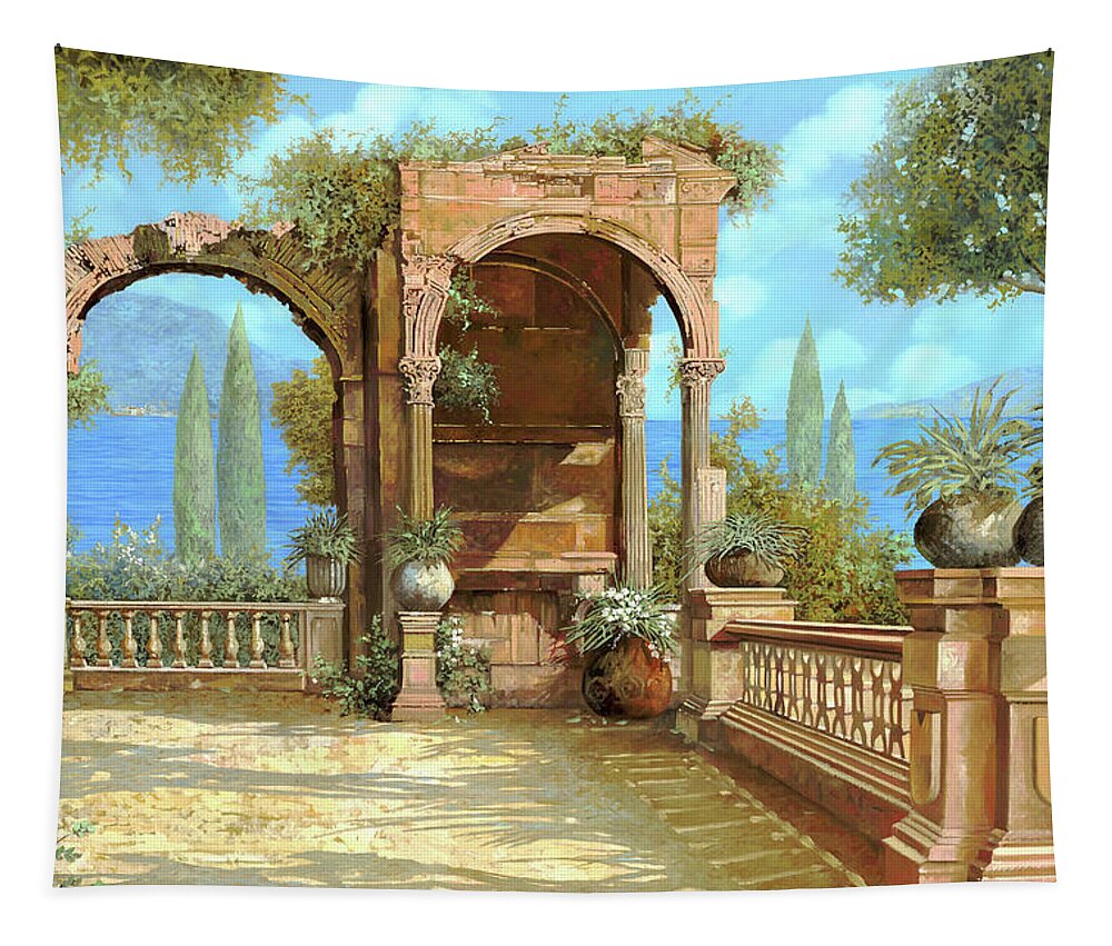 Terrace Tapestry featuring the painting La Terrazza Sul Lago by Guido Borelli