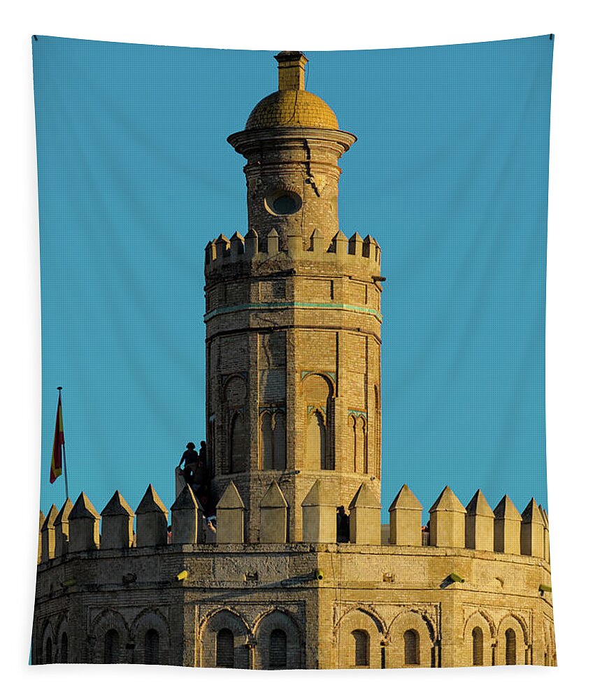Torre Del Oro Tapestry featuring the photograph La Torre de Oro Detail. Seville by Angelo DeVal