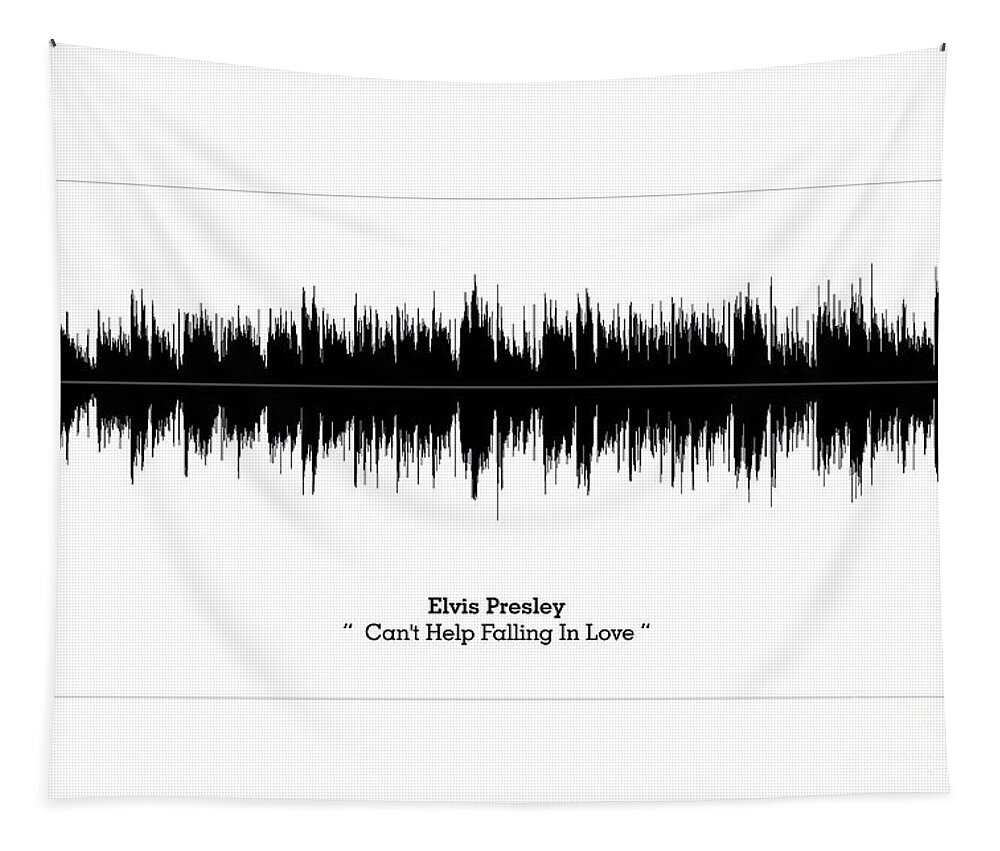 Music Poster Tapestry featuring the digital art LAB NO 4 Elvis Presley Can't Help Falling in Love Song Soundwave Print Music Lyrics Poster by Lab No 4 The Quotography Department