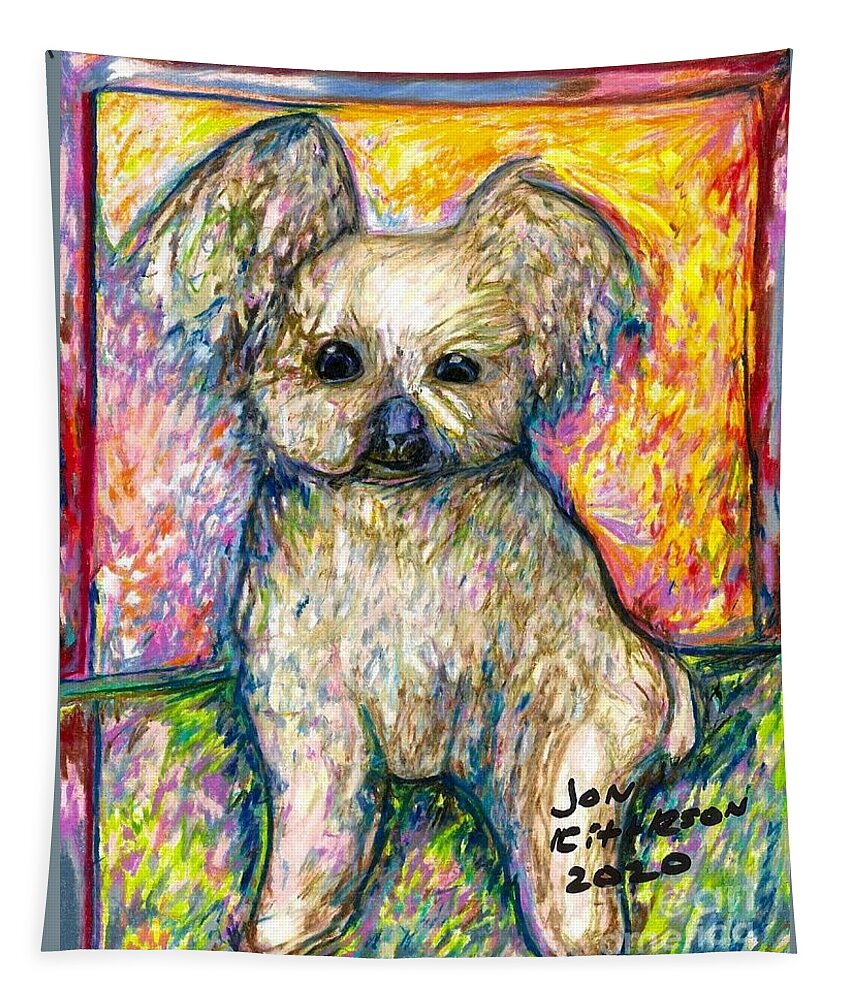 #dogs #dogsofinstagram #dog #dogstagram #puppy #doglover #dogoftheday #instadog #doglovers #doglife #pets #love #puppylove #puppies #pet #puppiesofinstagram #dogsofinsta #cute #instagram #of #petsofinstagram #dogslife #doggo #animals #ilovemydog #cats #doglove #petstagram #dogphotography #cutedogs Tapestry featuring the drawing Lacy by Jon Kittleson