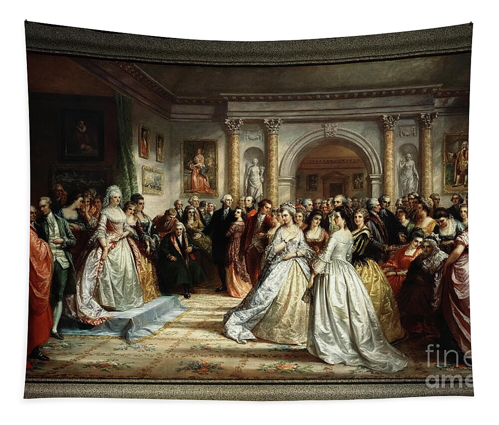 Lady Washington's Reception Day Tapestry featuring the painting Lady Washington's Reception Day by Daniel Huntington Old Masters Fine Art Reproduction by Rolando Burbon