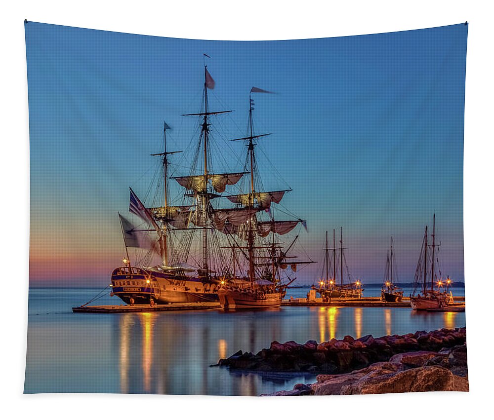 L'hermione Tapestry featuring the photograph Lafayette's Hermione Voyage 2015 by Jerry Gammon