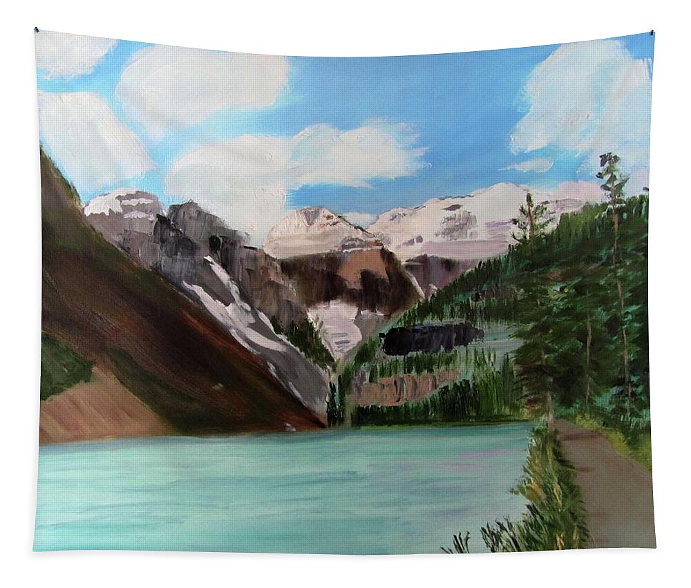 Alberta Tapestry featuring the painting Lake Louise by Linda Feinberg
