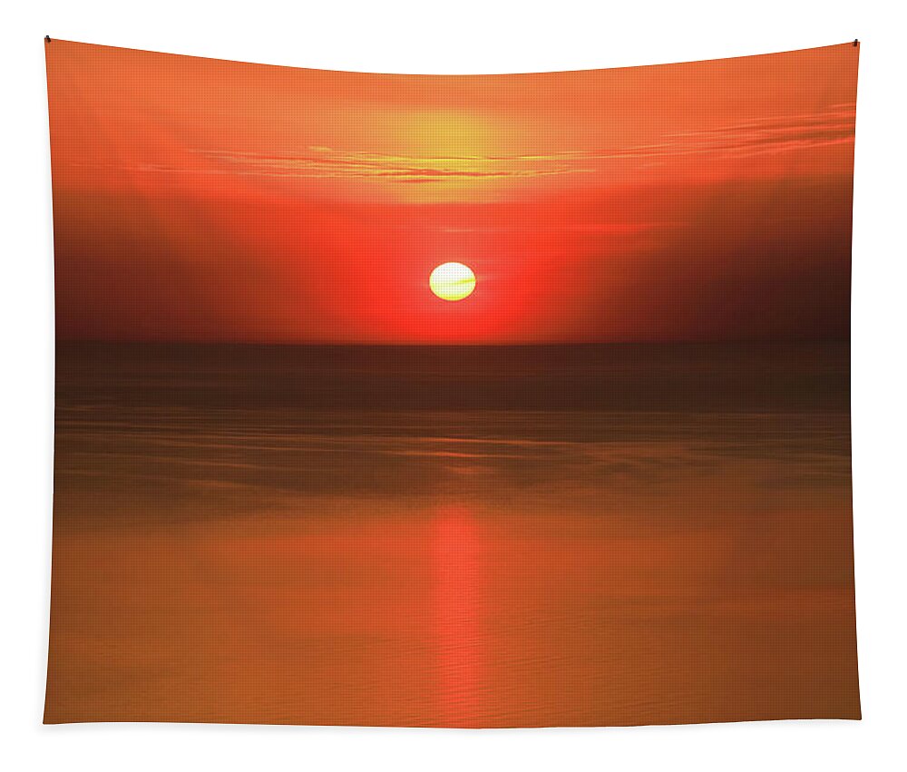 Lake Michigan Sunset Tapestry featuring the photograph Lake Michigan Sunset by Dan Sproul
