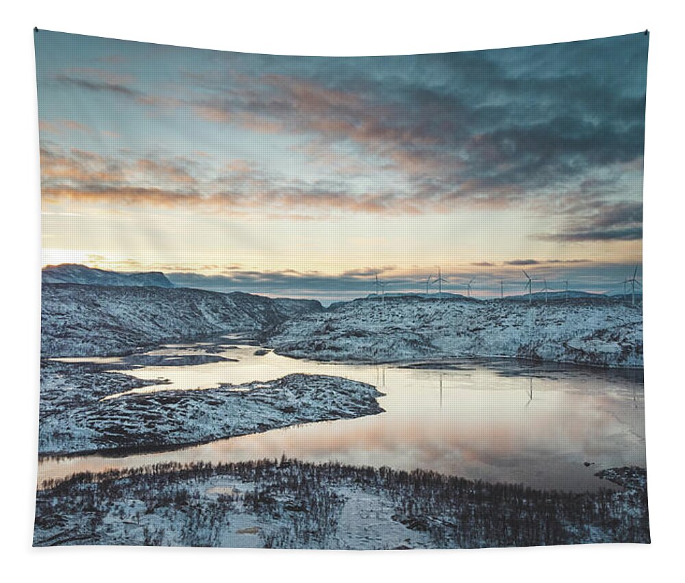 Touristic Tapestry featuring the photograph Lake nedre Jernvatnet in Nordland by Vaclav Sonnek