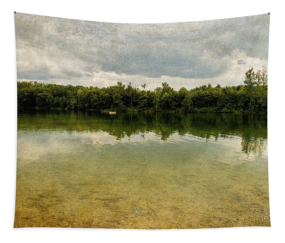 Land Tapestry featuring the photograph Lake time by Yasmina Baggili