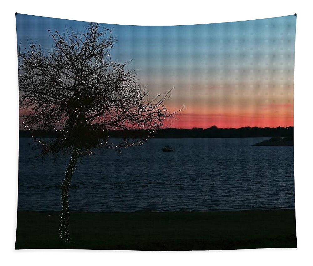 Christmas Tapestry featuring the photograph Lakeside Christmas by Brad Barton