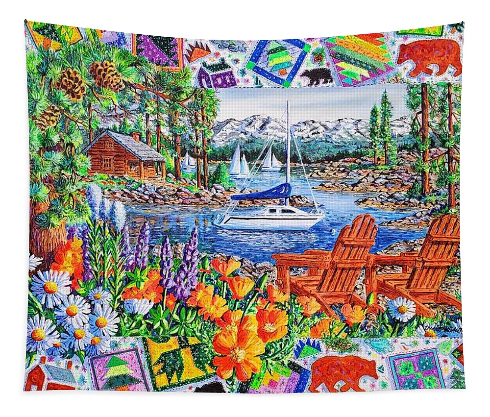 Lake Tapestry featuring the painting Lakeside Retreat by Diane Phalen