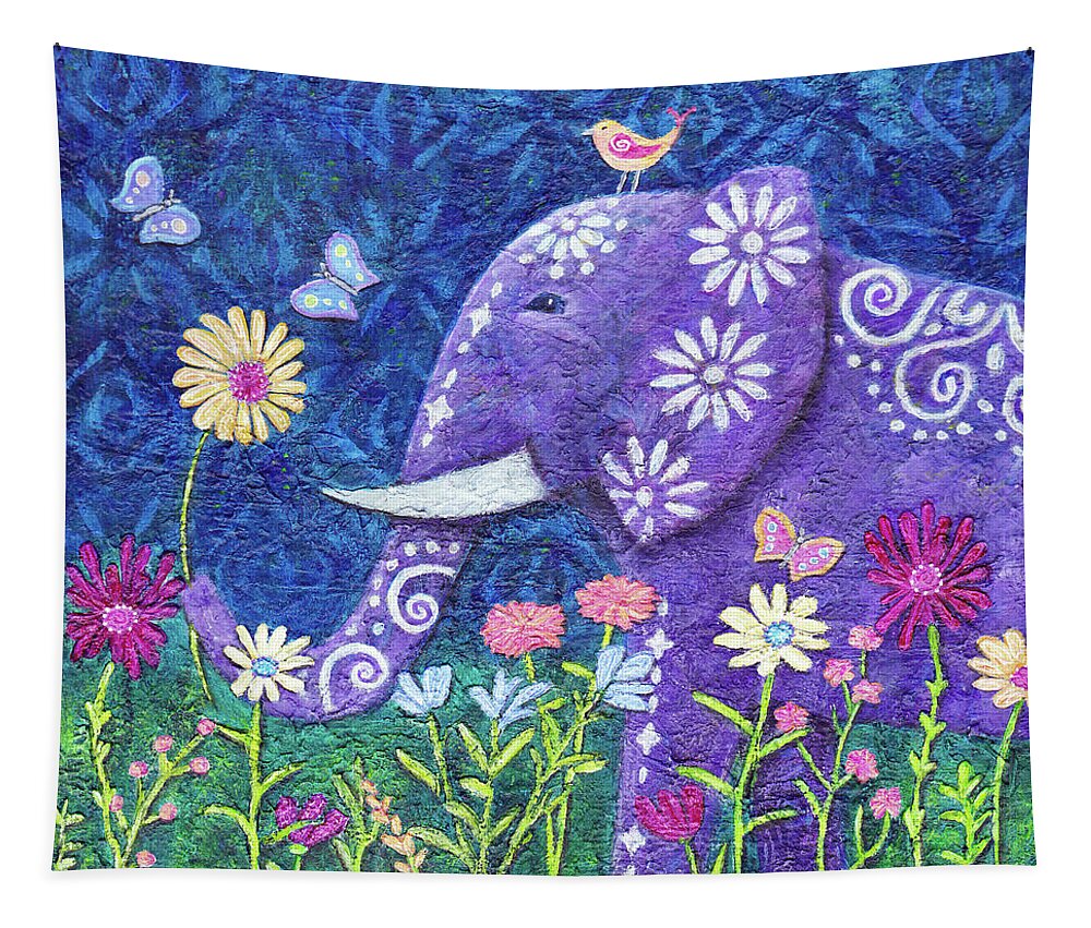 Whimsical Tapestry featuring the painting Land Of The Giant Wildflowers by Winona's Sunshyne