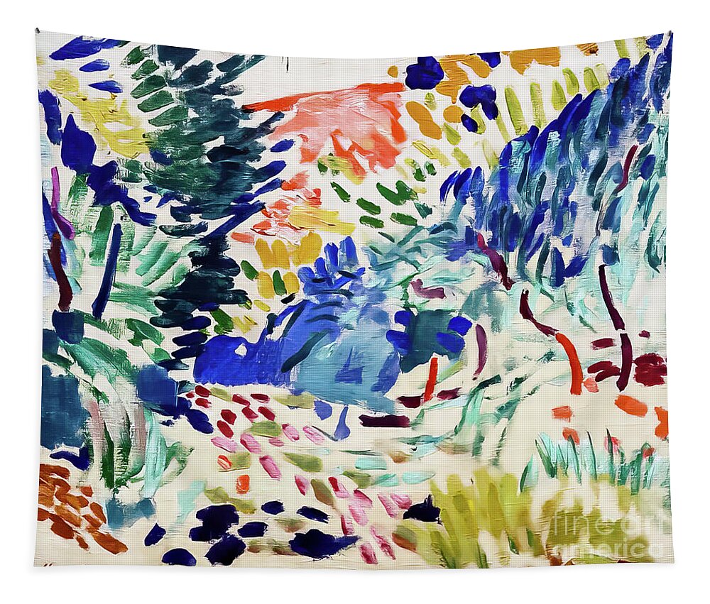 Landscape At Collioure Tapestry featuring the painting Landscape at Collioure by Henri Matisse 1905 by Henri Matisse