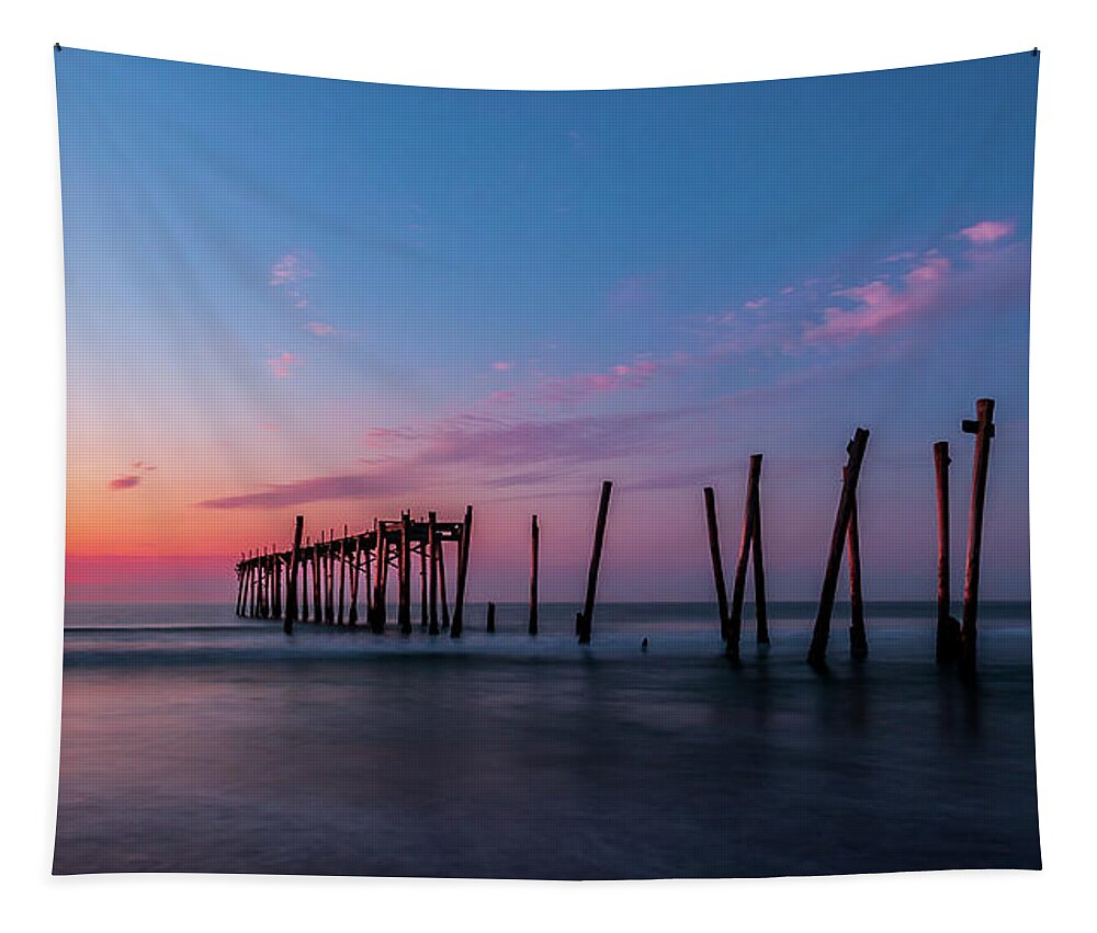 59th Pier Tapestry featuring the photograph Landscape Ocean Sunrise by Louis Dallara
