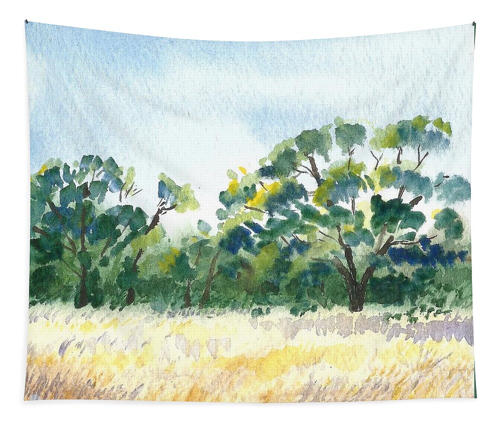 Tree Tapestry featuring the painting Landscape with Trees by Masha Batkova