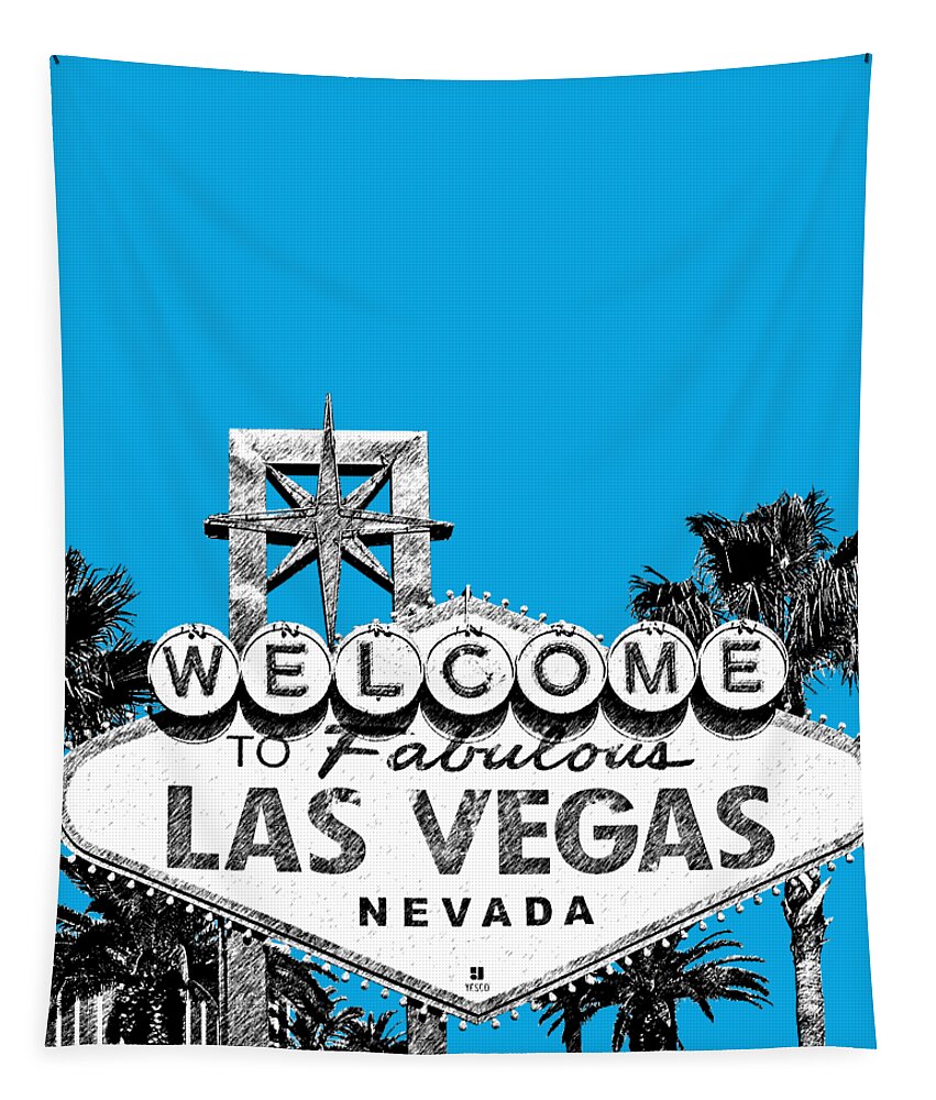 Architecture Tapestry featuring the digital art Las Vegas Welcome to Las Vegas - Gold by DB Artist