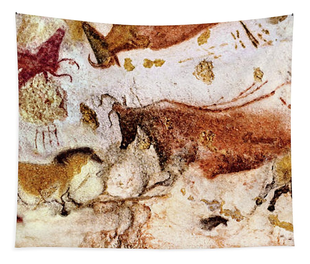 Lascaux Tapestry featuring the digital art Lascaux Horses and Cows by Weston Westmoreland