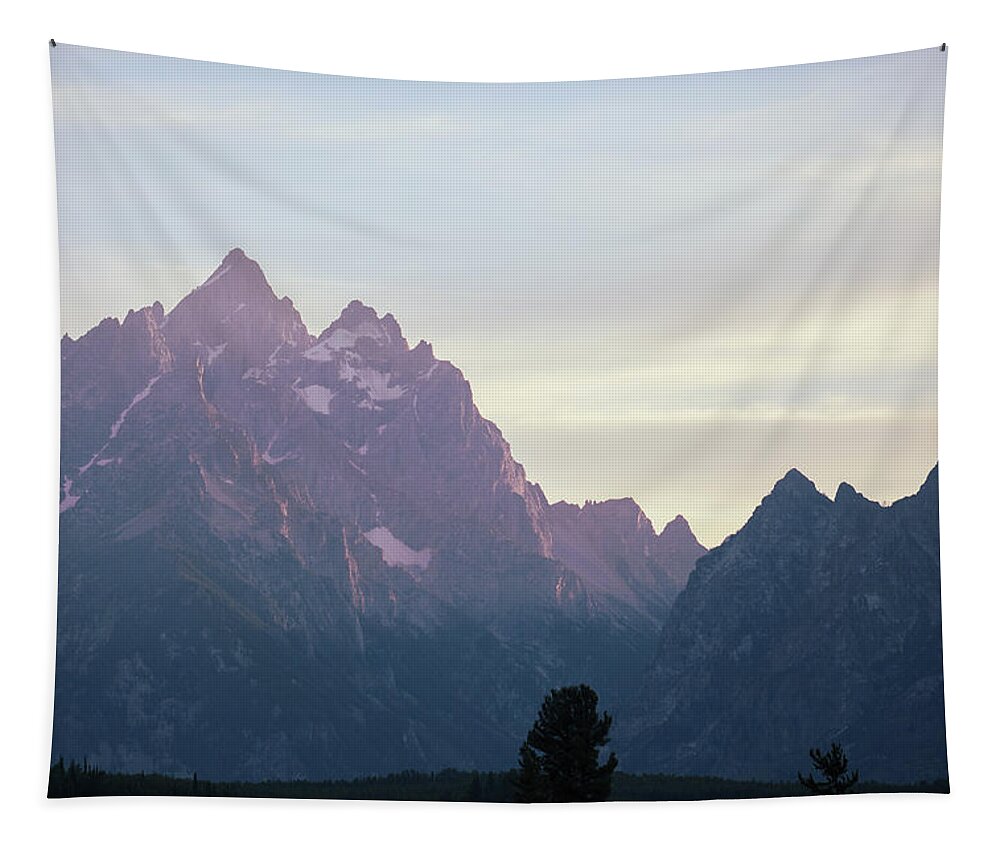 Mountain Tapestry featuring the photograph Last bit of Teton light by Go and Flow Photos