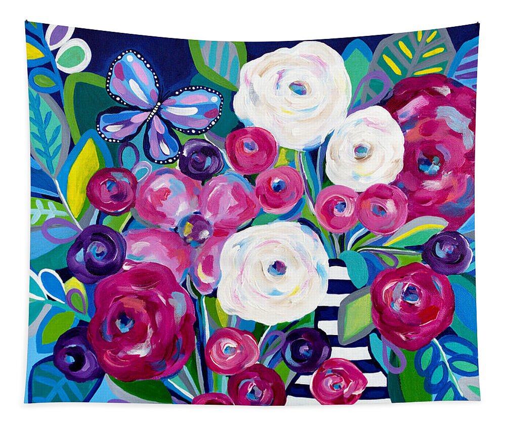 Floral Bouquet Tapestry featuring the painting Last Burst of Summer by Beth Ann Scott