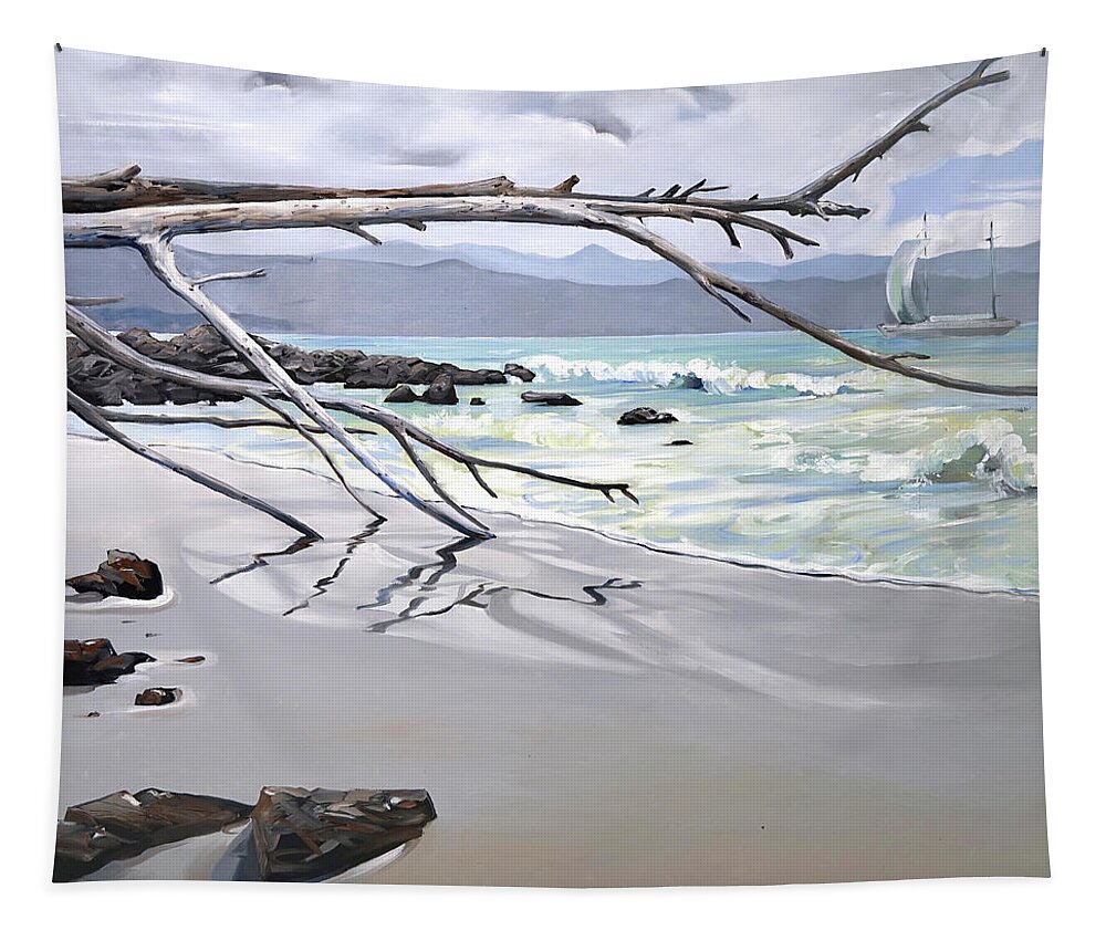 Shirley Peters Tapestry featuring the painting Last Chance for Recherche Bay by Shirley Peters