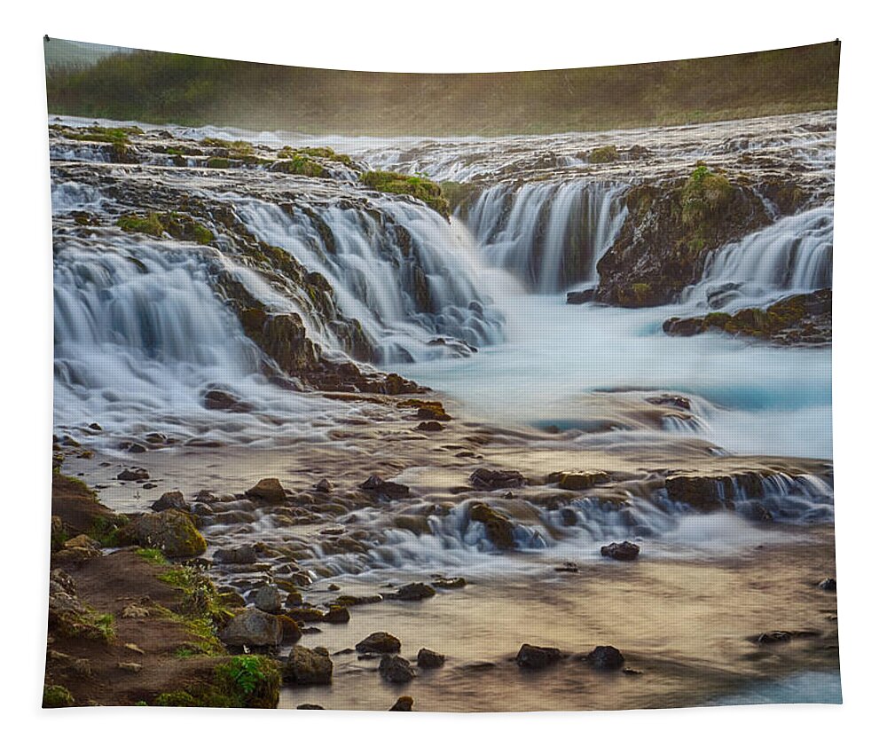 Iceland Tapestry featuring the photograph Last Light at Bruarfoss by Amanda Jones