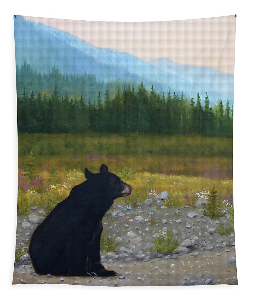 Bear Tapestry featuring the painting Late Day Musings by Tammy Taylor