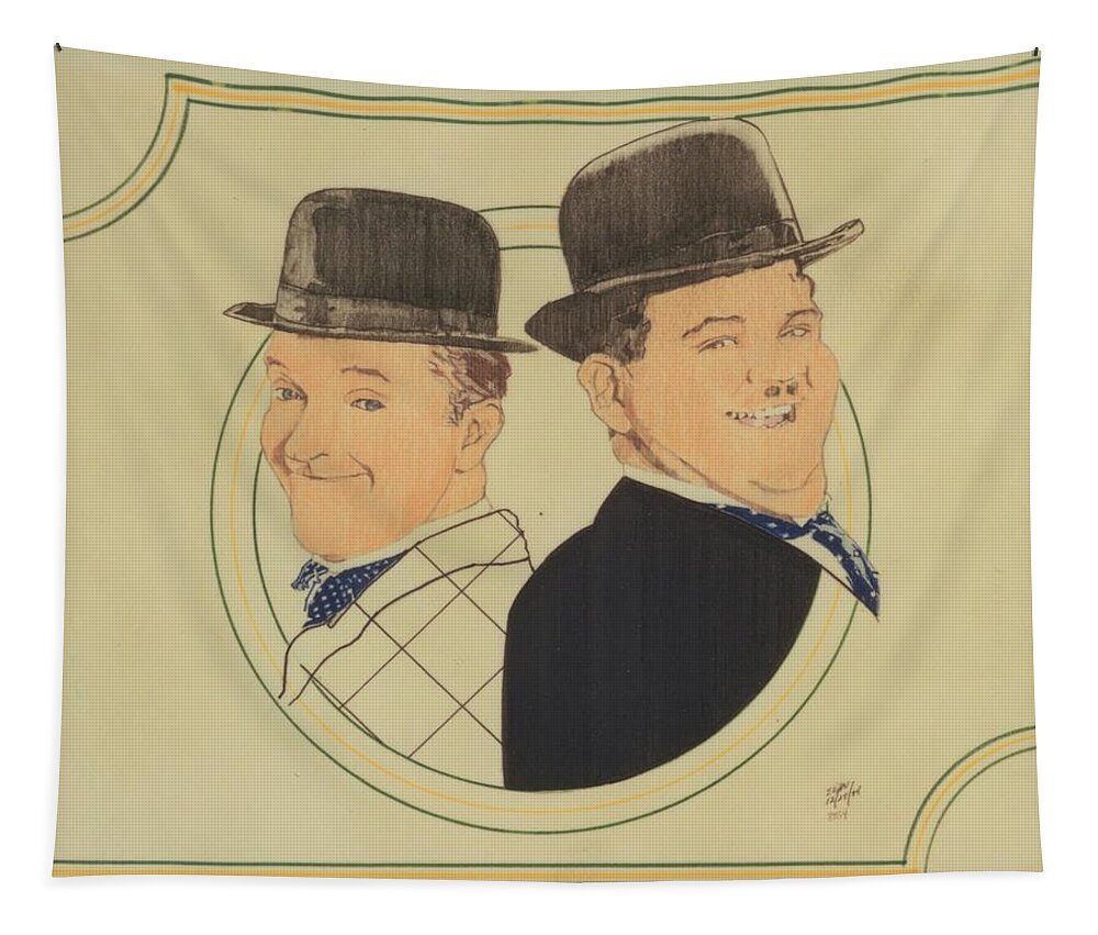 Colored Pencil Tapestry featuring the drawing Laurel And Hardy by Sean Connolly