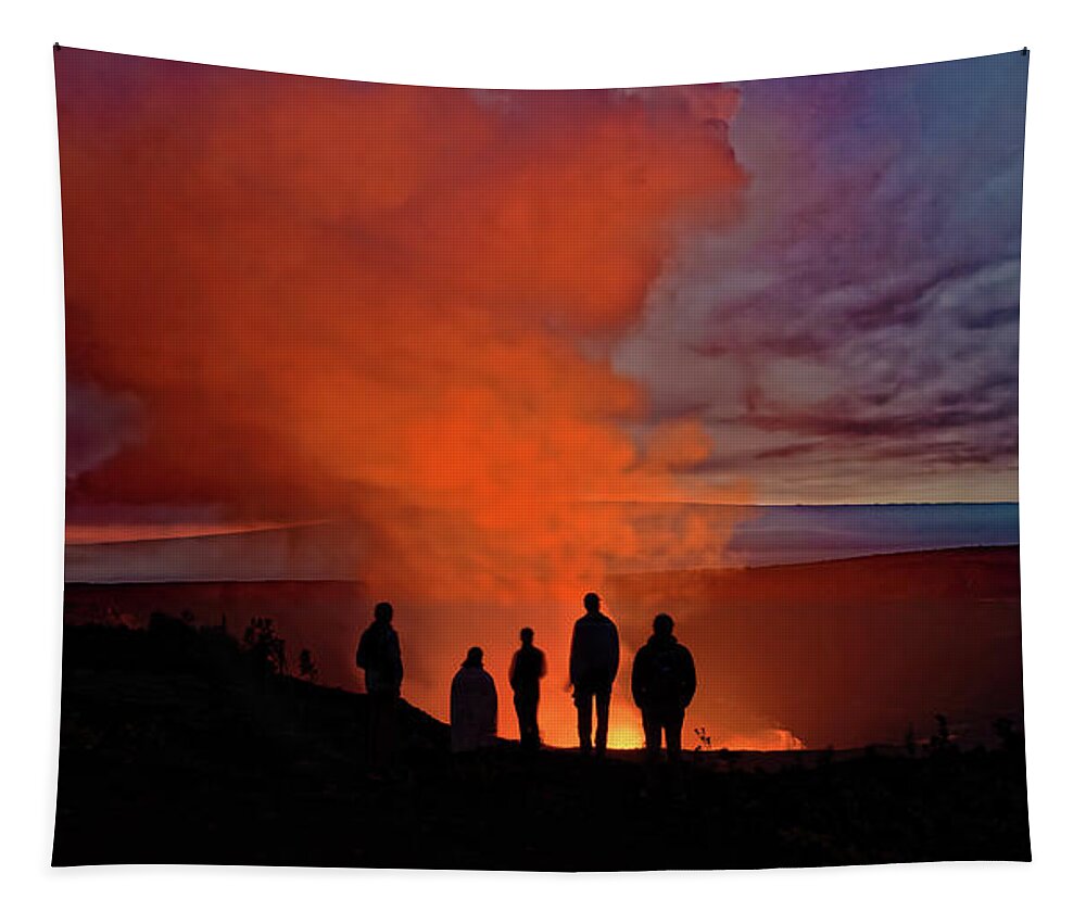 Volcanic Eruption Tapestry featuring the photograph Lava Eruption Campfire by Heidi Fickinger
