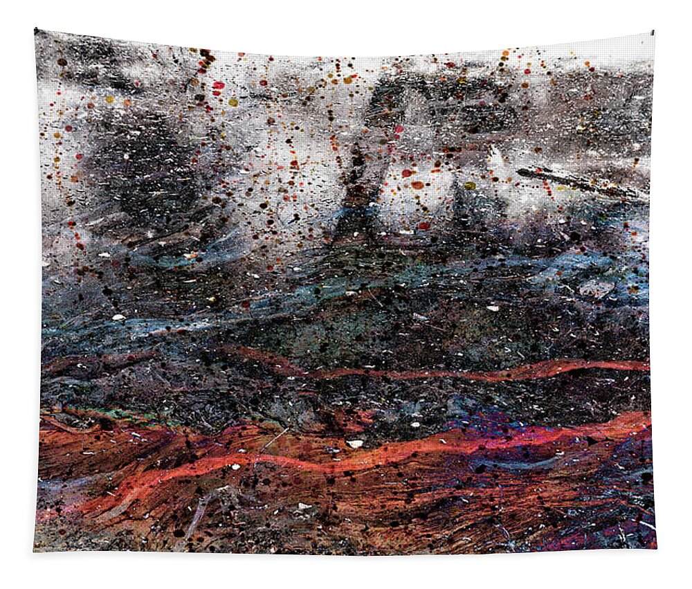 Lava; Volcano; Lava Flow; Fire; Water; Movement; Flowing; Chaos; Texture; Transparency; Depth; Natural Event; Eruption; Organic Debris Tapestry featuring the digital art Lava Flow by Sandra Selle Rodriguez