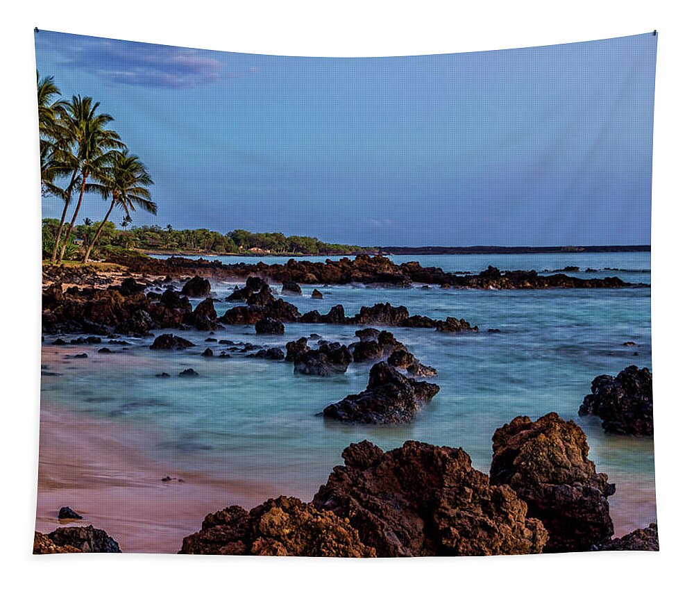 Makena Tapestry featuring the photograph Lava Rocks at Dusk by Kelley King