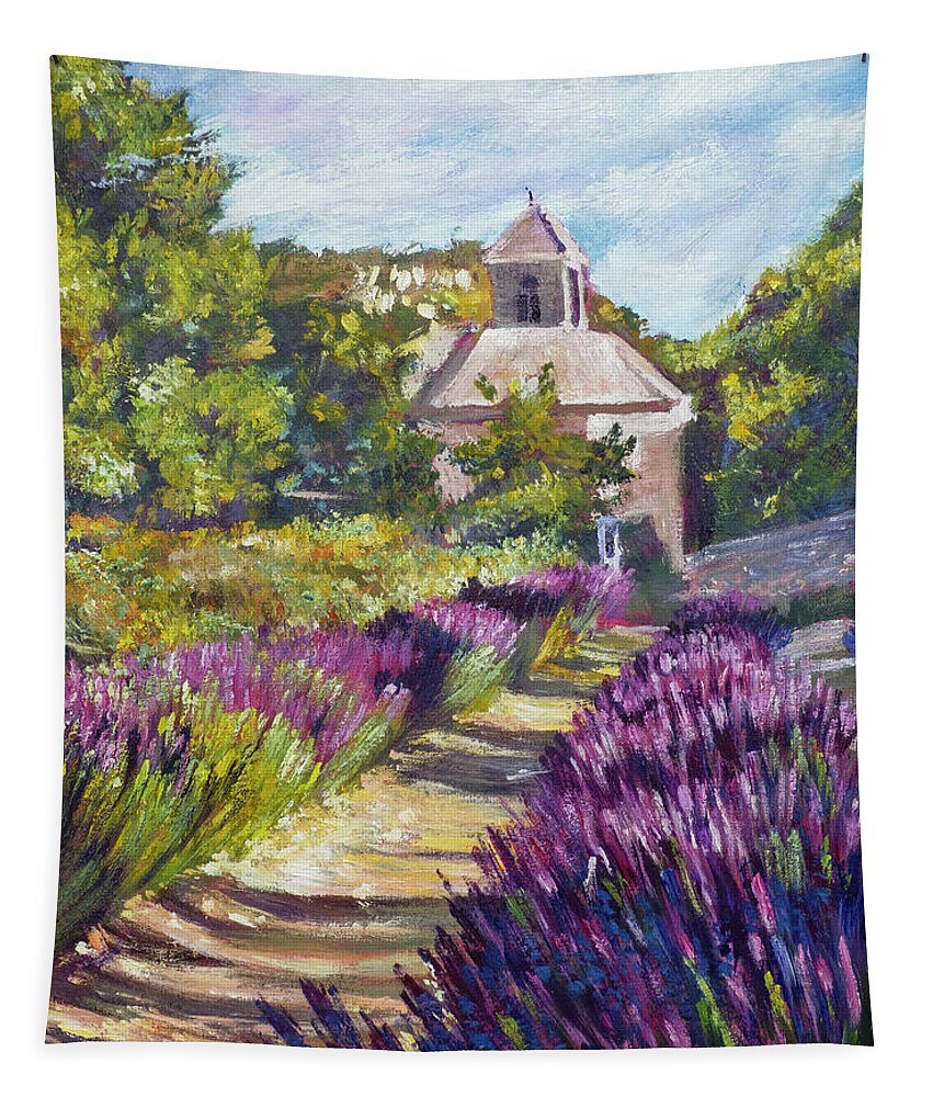 Landscape Tapestry featuring the painting Lavender Path At Senanque Abbey by David Lloyd Glover