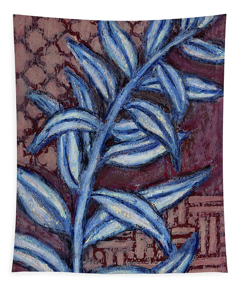 Leaf Tapestry featuring the painting Leaf And Design Vintage Brown 5 by Amy E Fraser