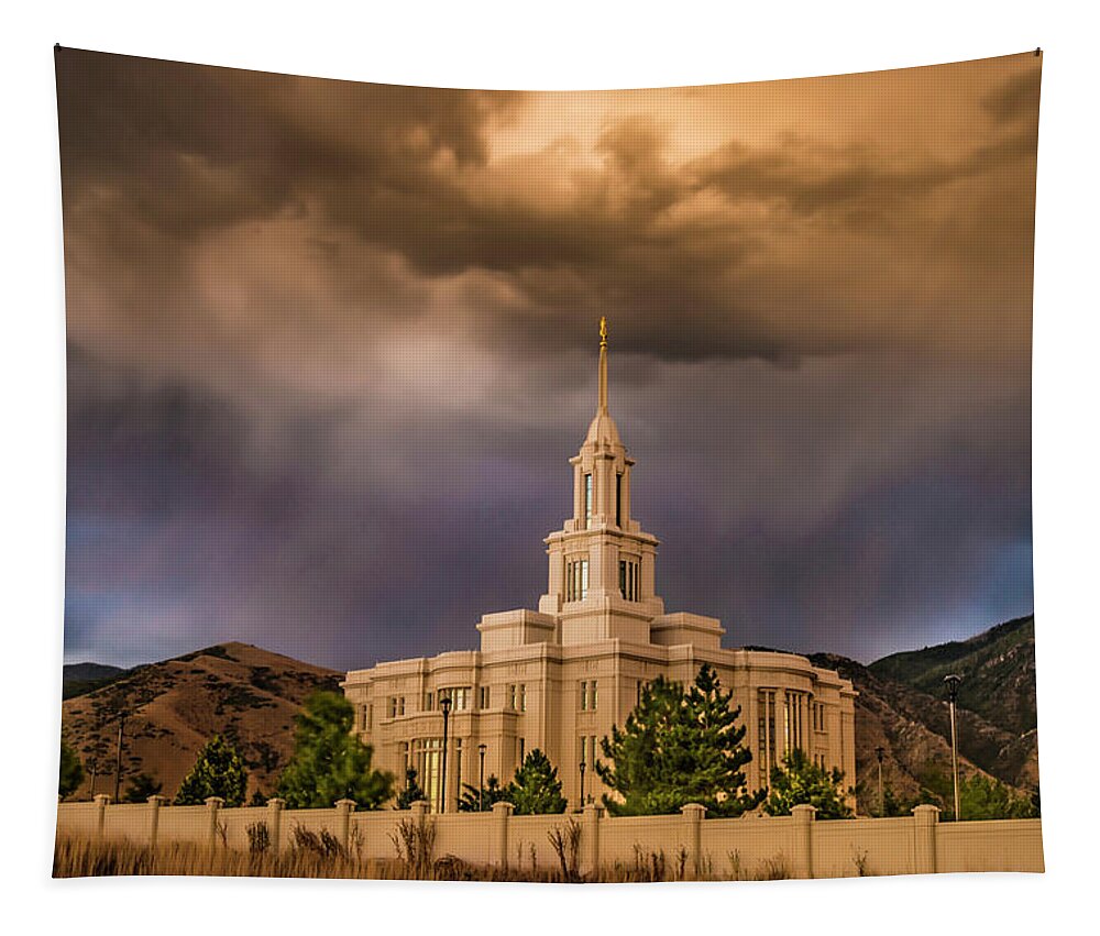 Payson Temple Tapestry featuring the photograph Leaning On Hope by David Simpson