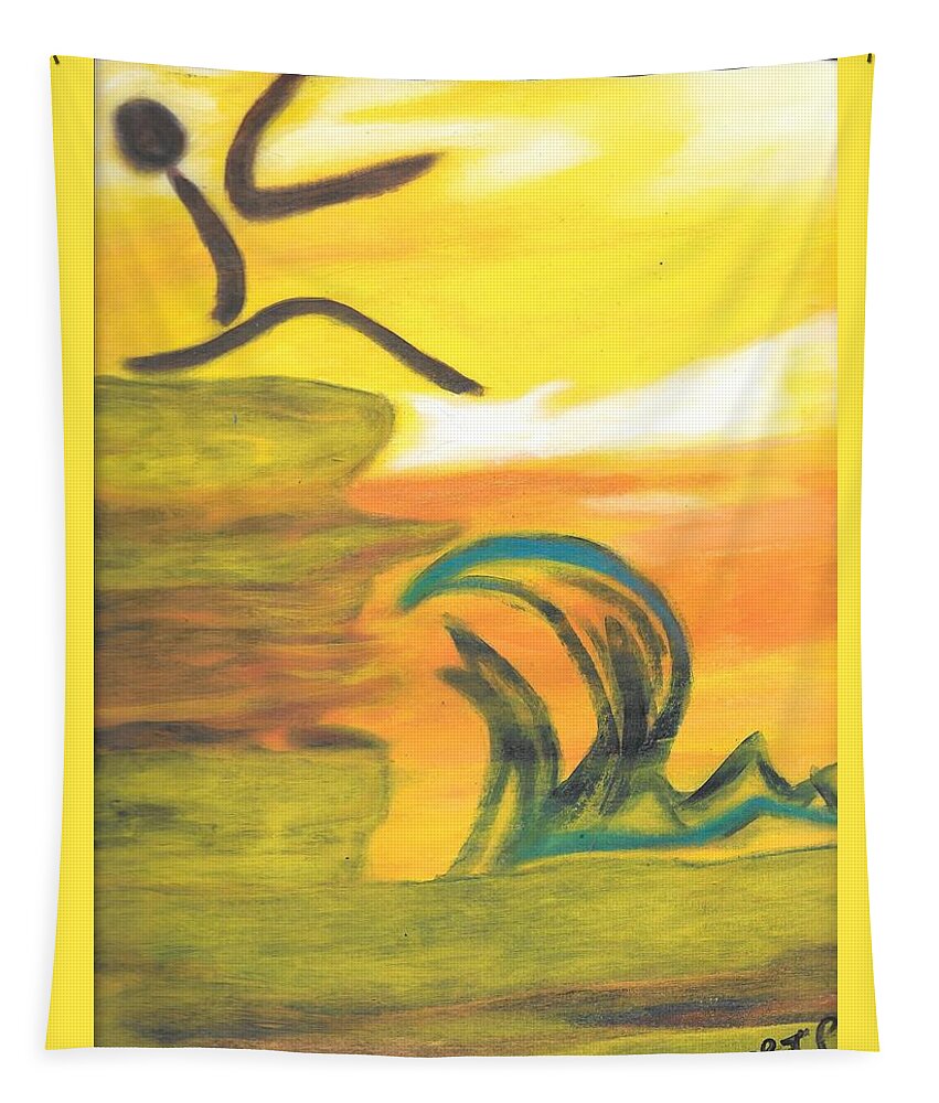Leap Tapestry featuring the painting Leap of Faith by Esoteric Gardens KN