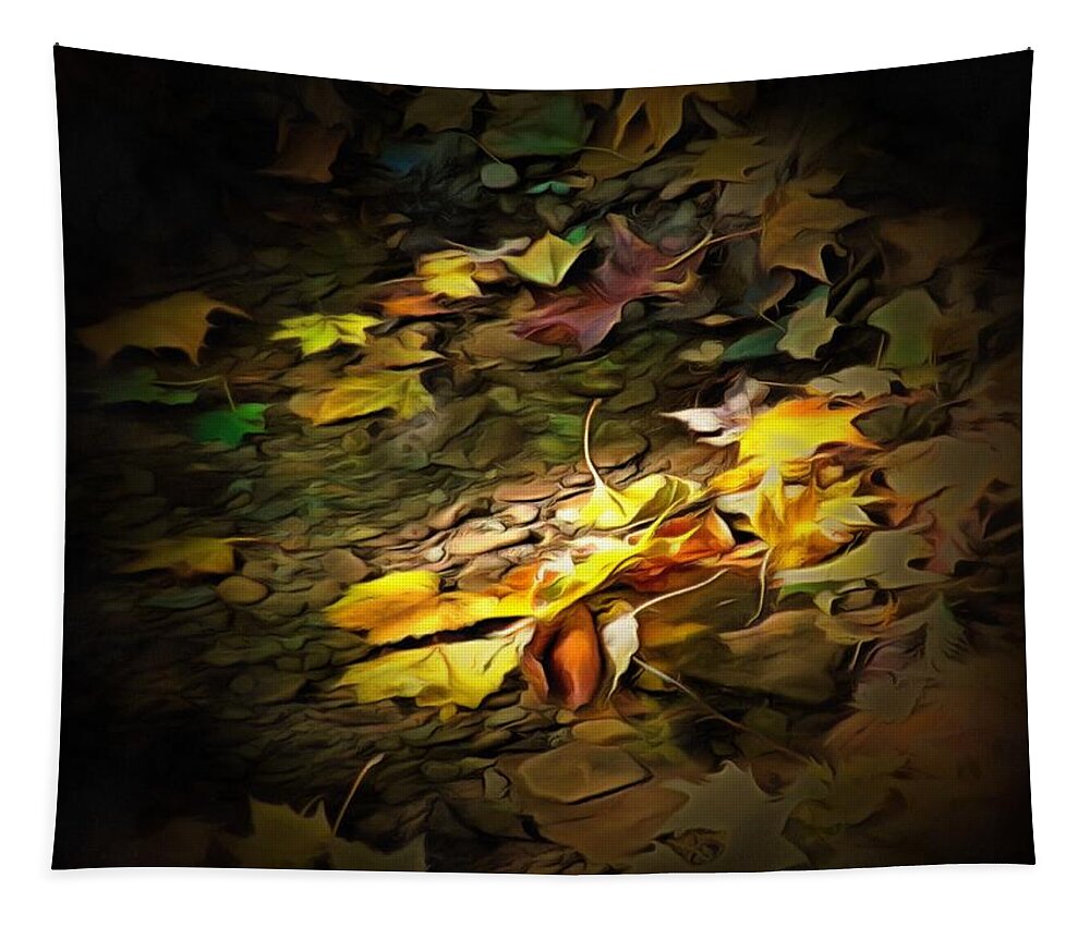 Leaves Tapestry featuring the photograph Leaves in the Creek by Christopher Reed