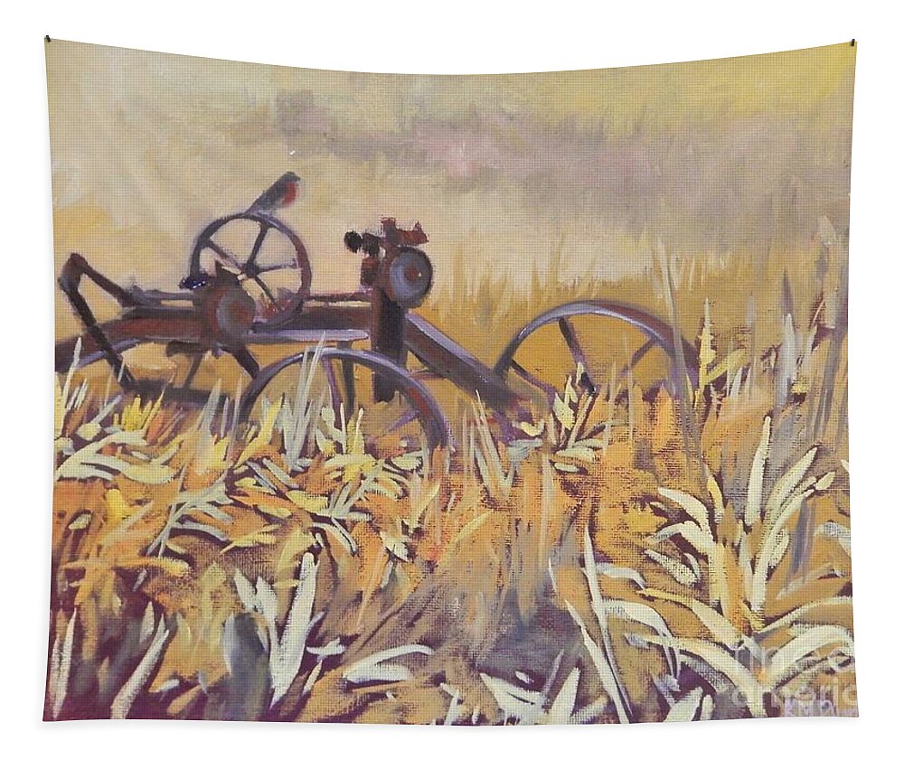 Grass Tapestry featuring the painting Left to Seed by K M Pawelec